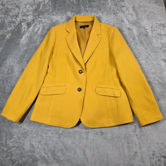Talbots Blazer Womens 10 Yellow Gold Wool Blend Preppy Academia Career Jacket - Picture 2 of 11